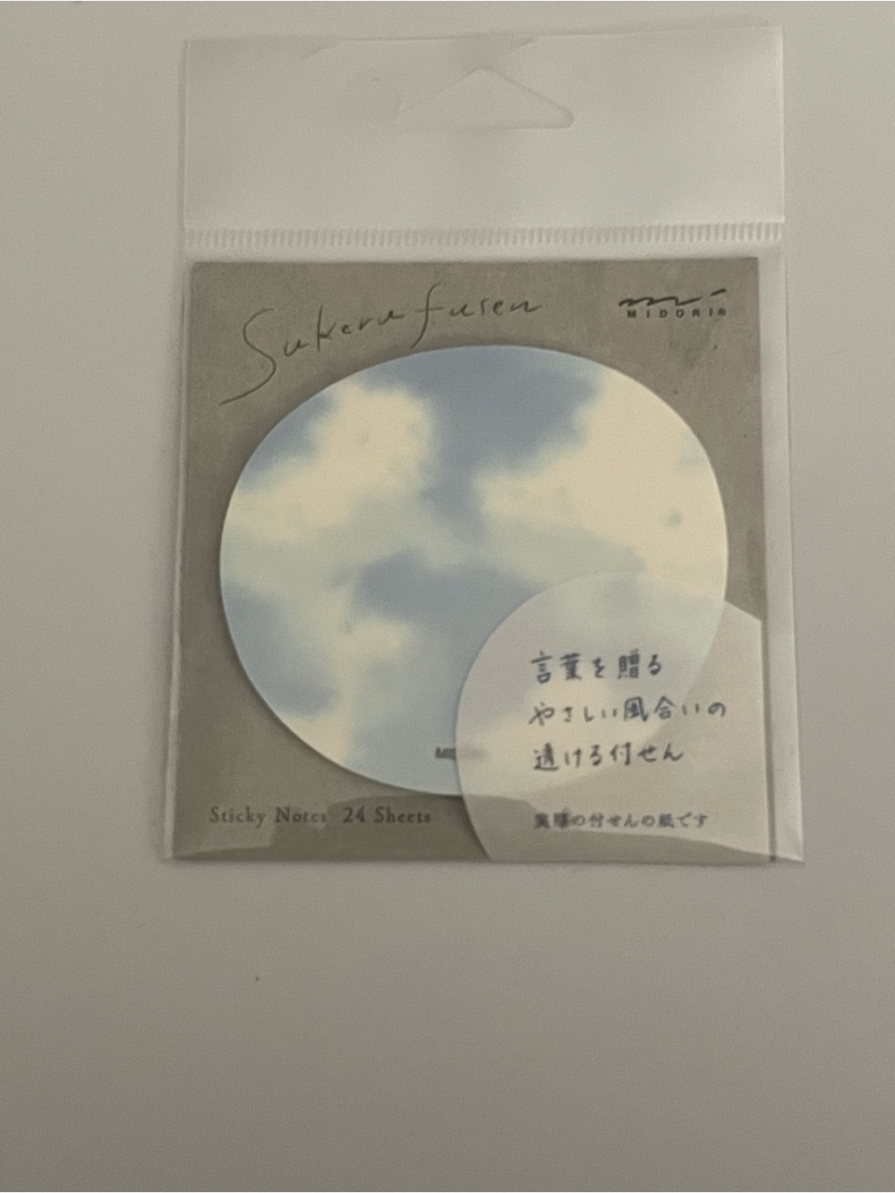 Midori Sky Cloud Round Sticky Notes - Blue and White